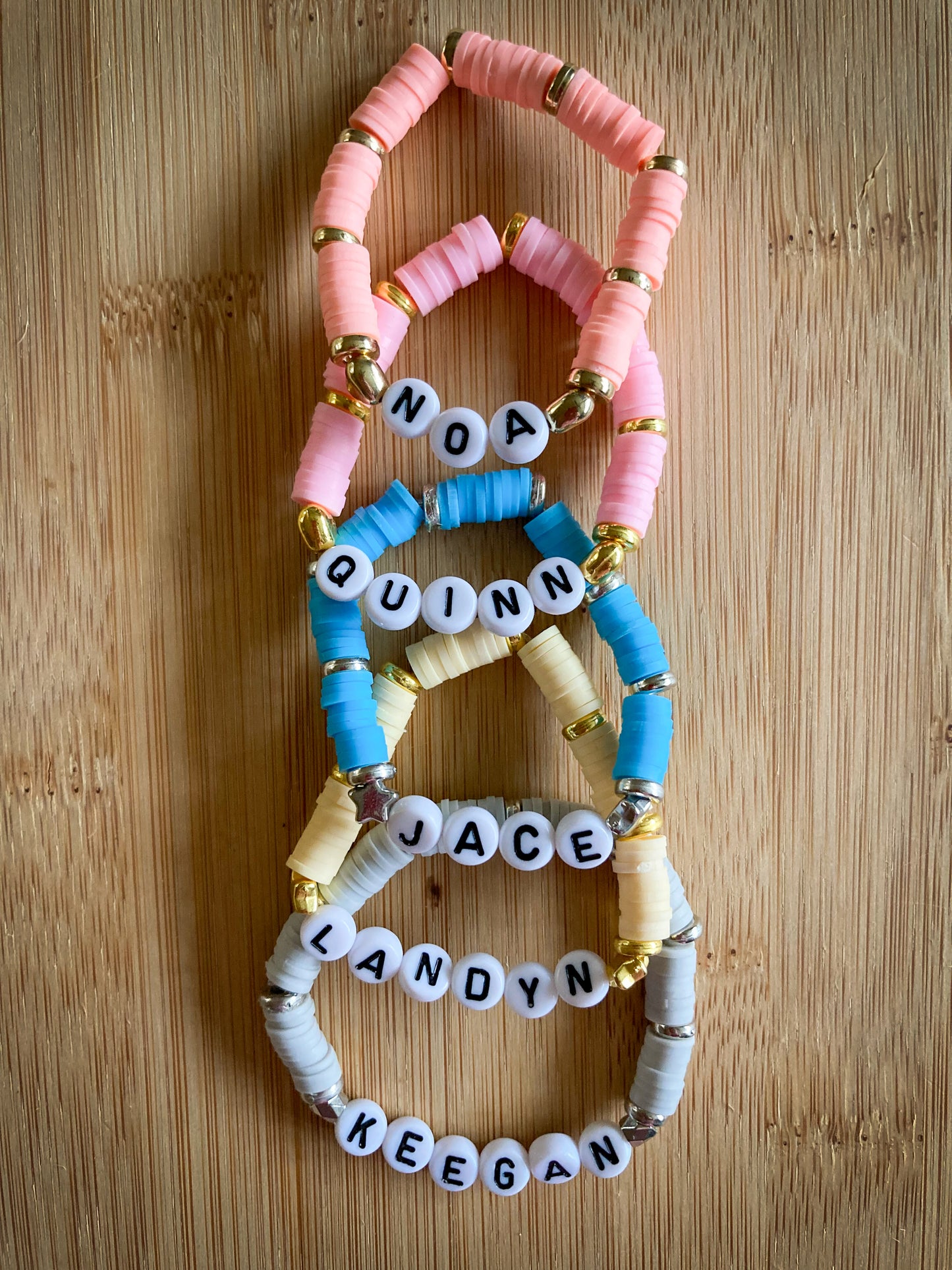 Stackable Clay Bead Alphabet Bracelet Custom Designed by You