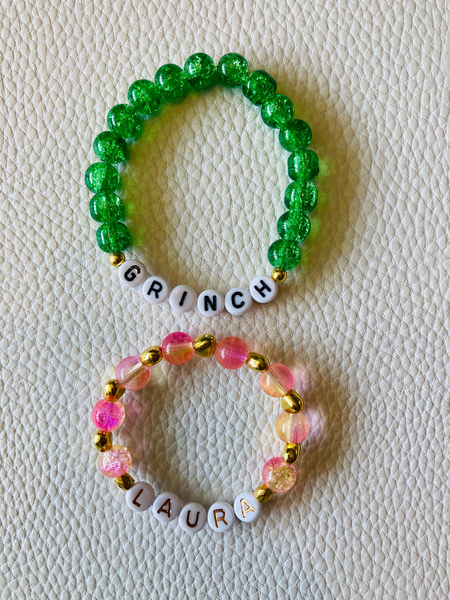 Glass Bead Alphabet Bracelet Customizable