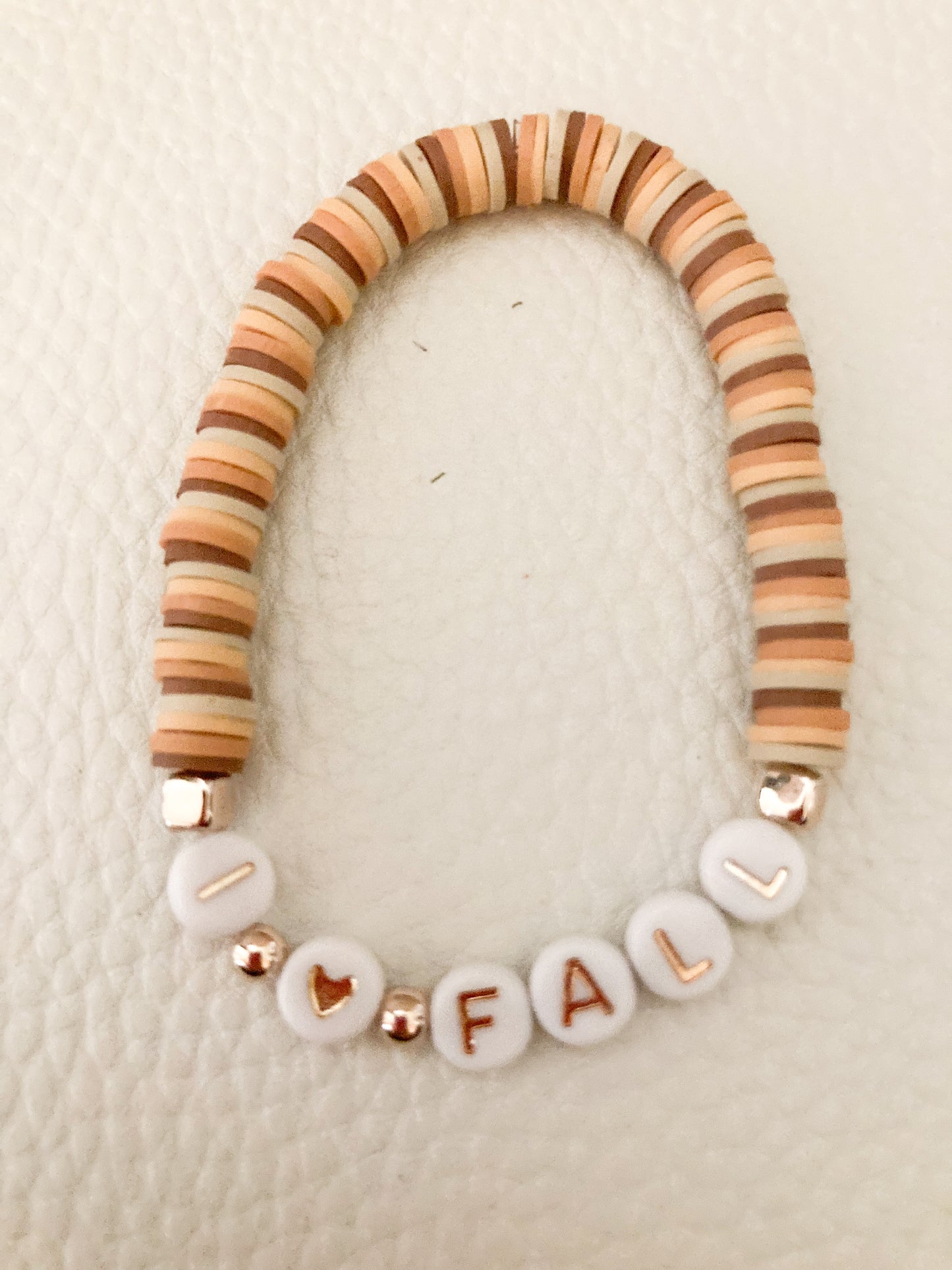 "I Heart Fall" Clay Heishi Beaded Bracelet