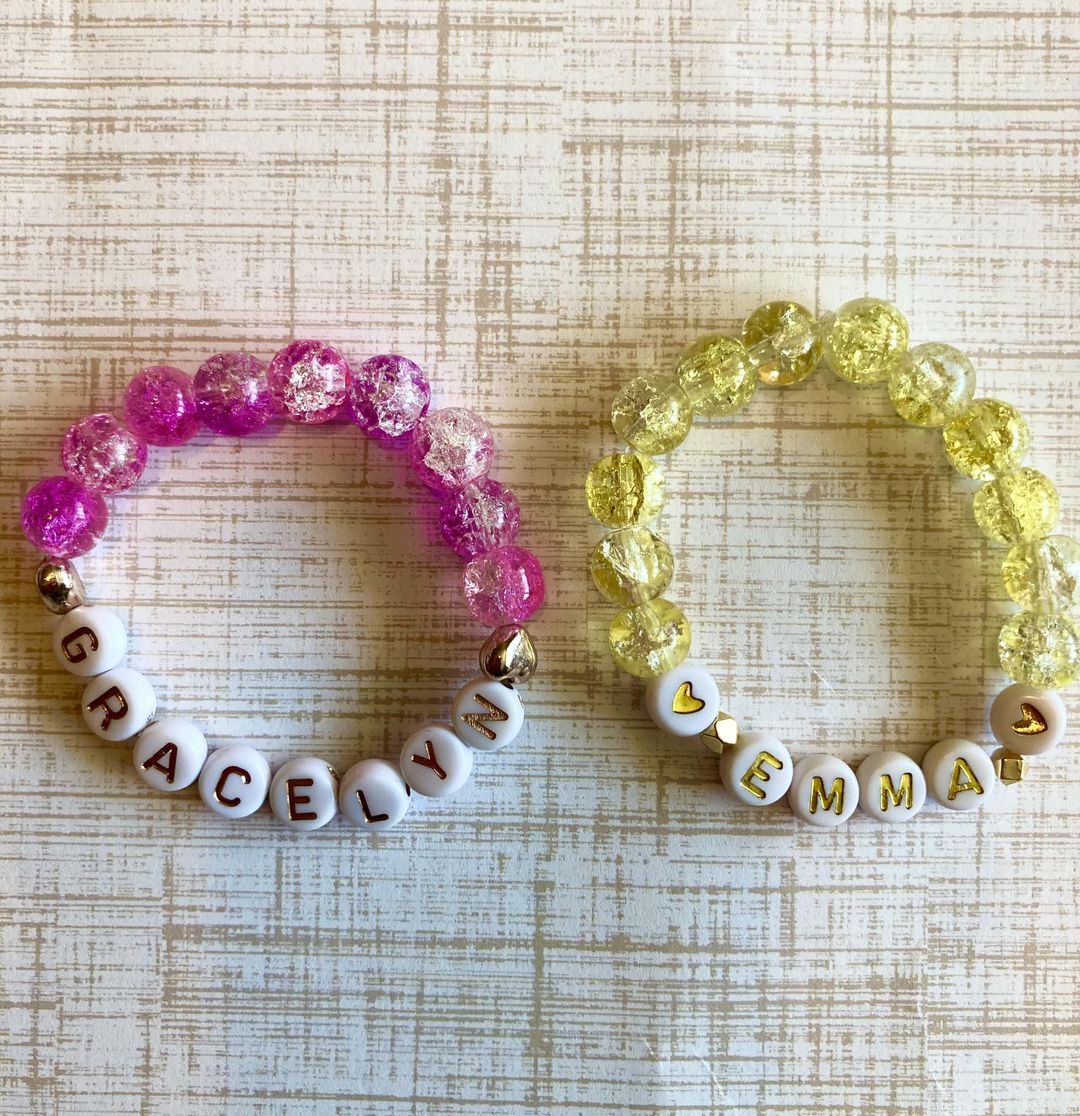 Glass Bead Alphabet Bracelet Customizable